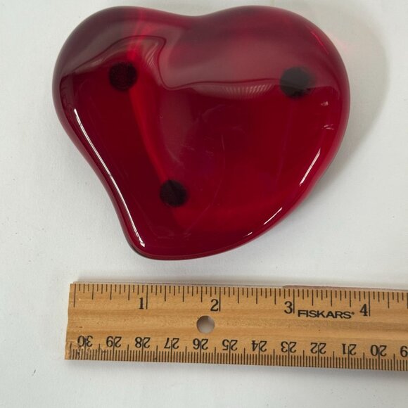 Tiffany & Co. Elsa Peretti Ruby Red Glass Heart Paperweight 4" - Picture 11 of 16
